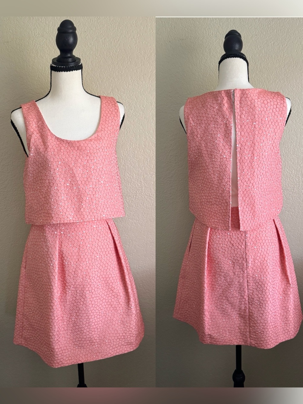 ERIN by Erin Fetherston Coral Pink Textured Dress Size 2